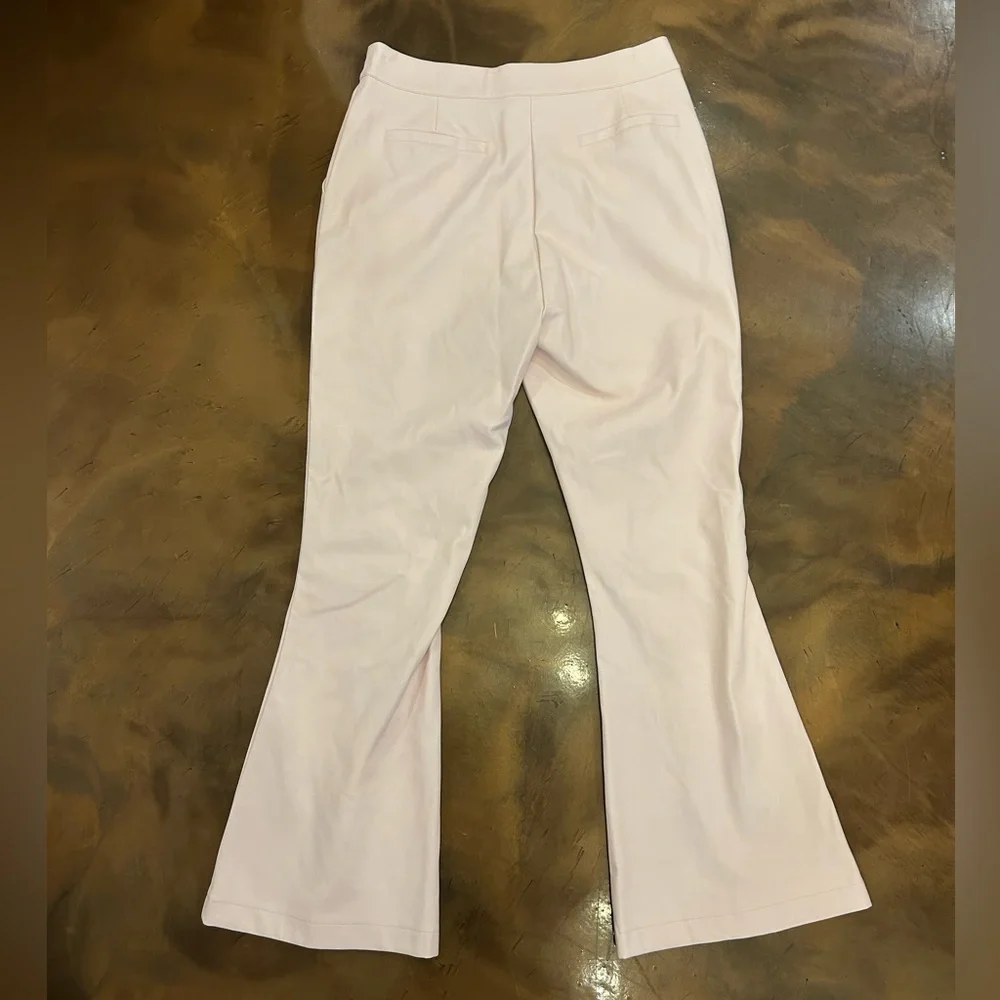 SEDGE - Light Pink faux leather Flare Pants NWT